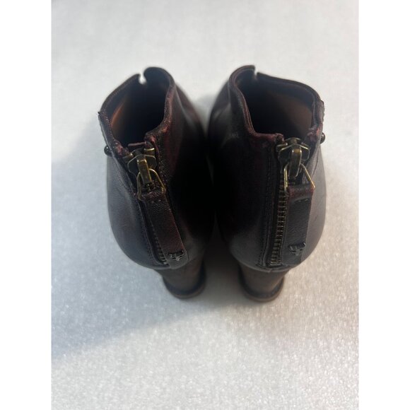 TRASK Tenley Wedge Ankle Bootie Boot Sz 6.5 BURGUNDY Heel Boho Western - Picture 6 of 6